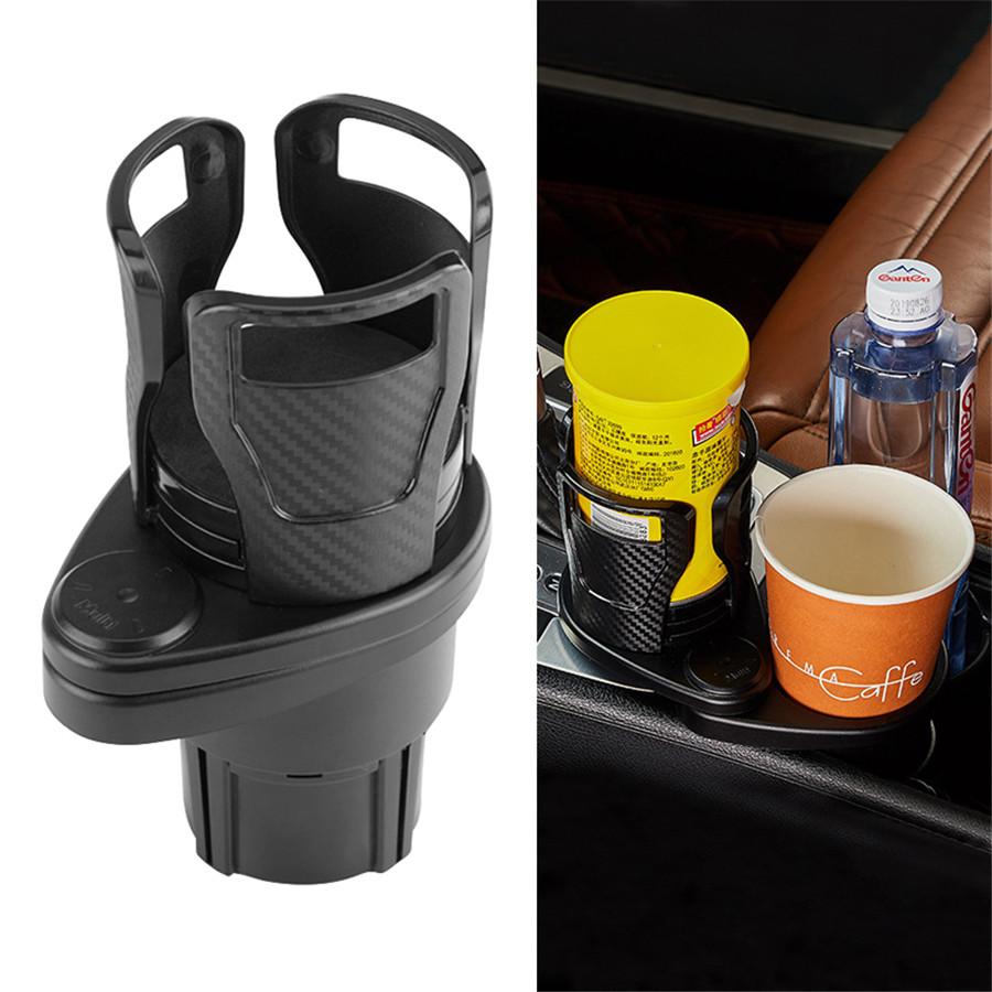 New Adjustable 2IN1 Carbon Fiber Look Car Seat Cup Holder Water Bottle Drink Coffee