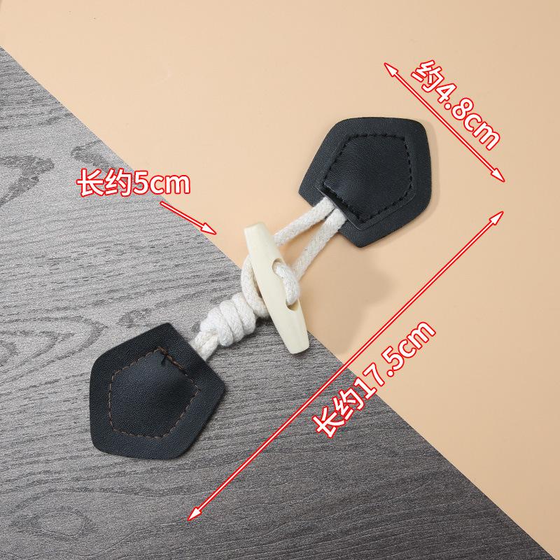 1 Pair Horn Buttons Duffle Coat Jacket Fasteners Toggle with Leather Patch Buckle Buttons for Overcoat Decor Sewing Accessories