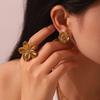 Europe and the United States Hot-selling Retro Stainless Steel Sunflower Flower Stud Earrings, Earrings Plated with 18k Gold Waterproof Earrings