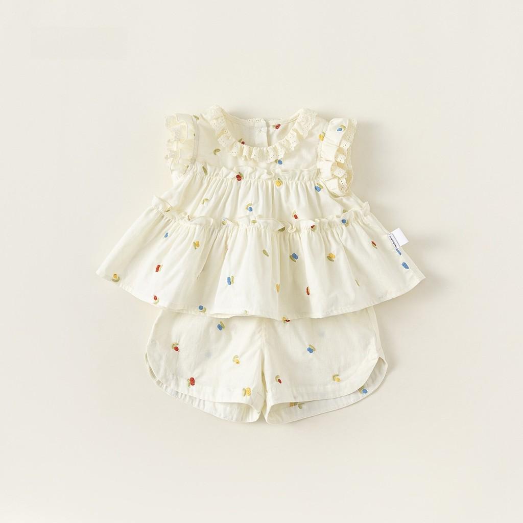 Girl Summer Dress Set With Cotton Fabric And Lace Detail For Toddler Girls 3 To 8 Years