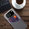 For iPhone 17 Pro Case PU Leather Cloth Texture Hard PC Phone Cover with Card Holder