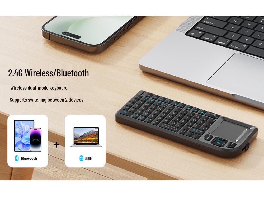Bluetooth Wireless Mini Keyboard with Integrated Touchpad & Mouse - Portable Multifunctional Game Keyboard