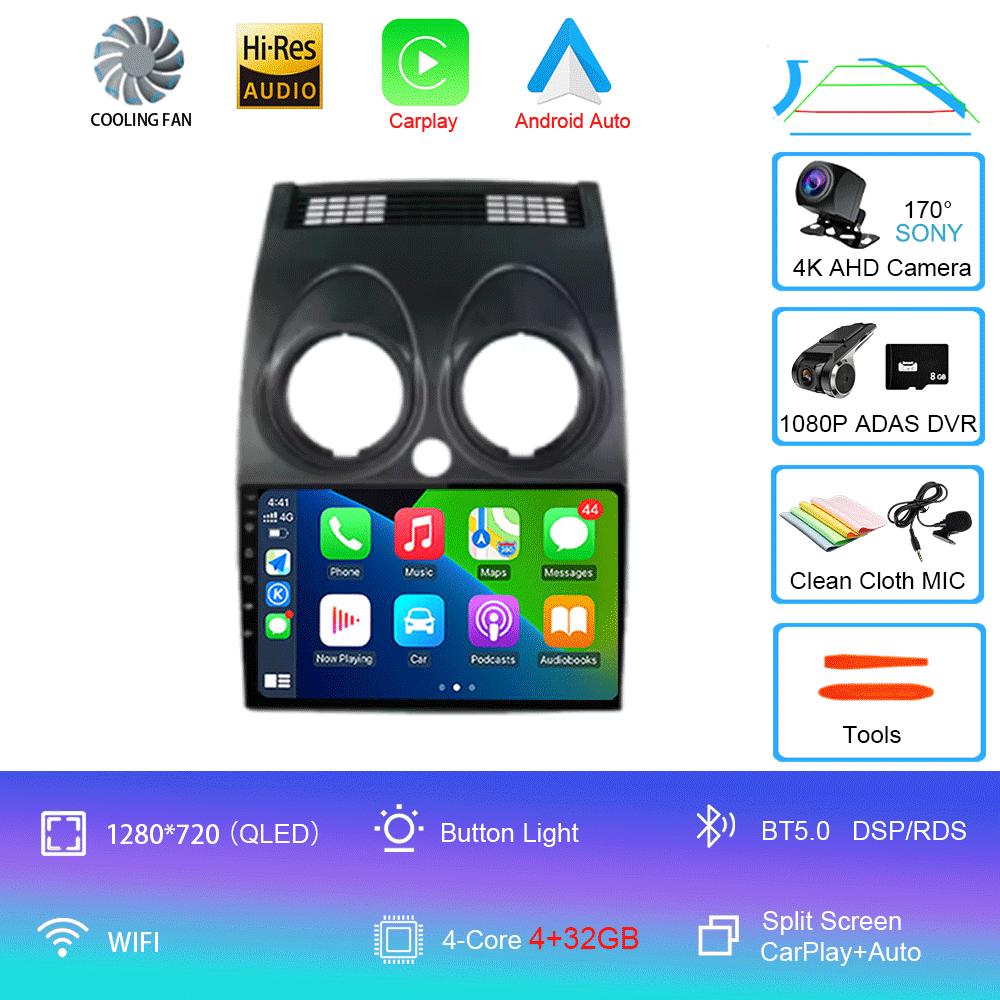Car Radio For Nissan Qashqai Rogue 2008-2013 Android 14 Multimedia Player GPS Navigation Carplay Android Auto 4G WIFI