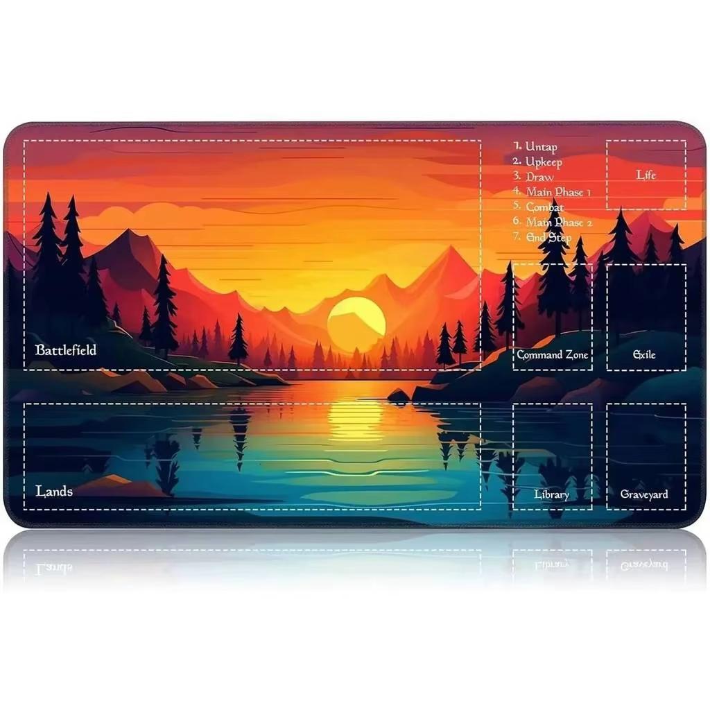 Mountain Starry Sky Mtg Playmat Zoned Card Game Play Mat Non Slip Rubber Trading Card Game Desk Pad