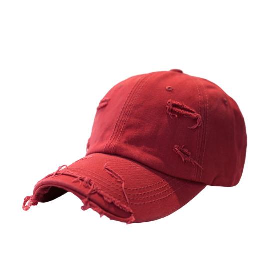 

Sun Protection Extended Brim Adjustable Bucket Baseball Cap Distressed Ripped Hole Unisex Hat Fashion Accessories вино красного