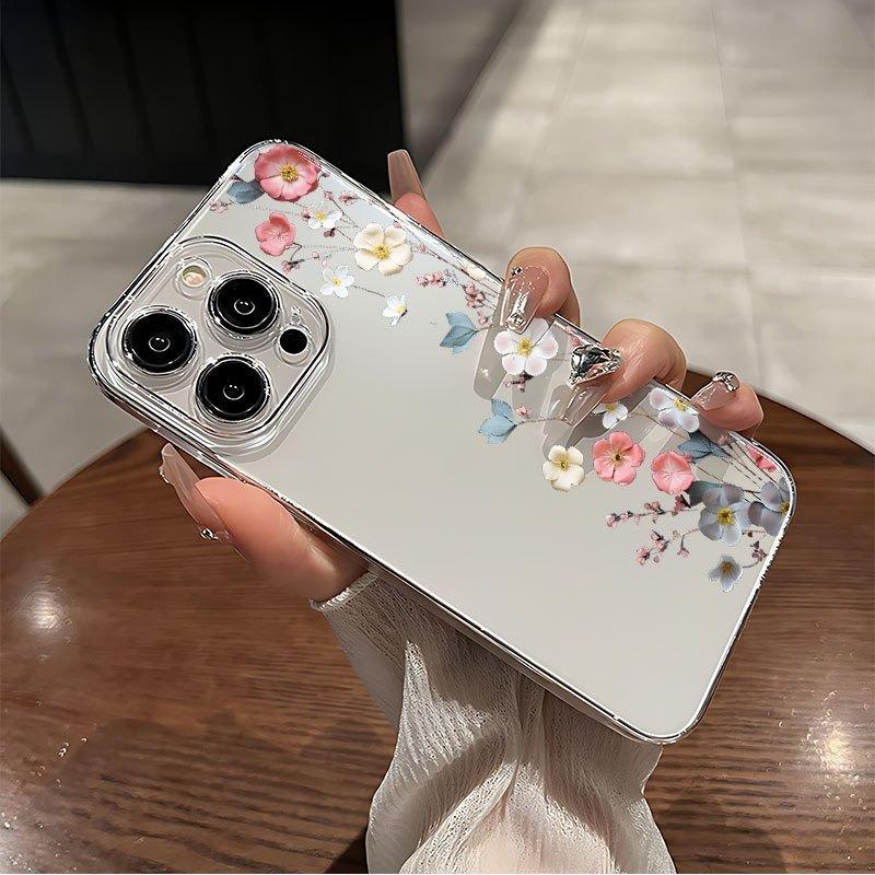 Aesthetic Flower Clear Phone Case For iPhone 17 Air 16E 16 15 14 11 Pro Max Plus 13 12 Mini 8 7 X Transparent Shockproof Cover