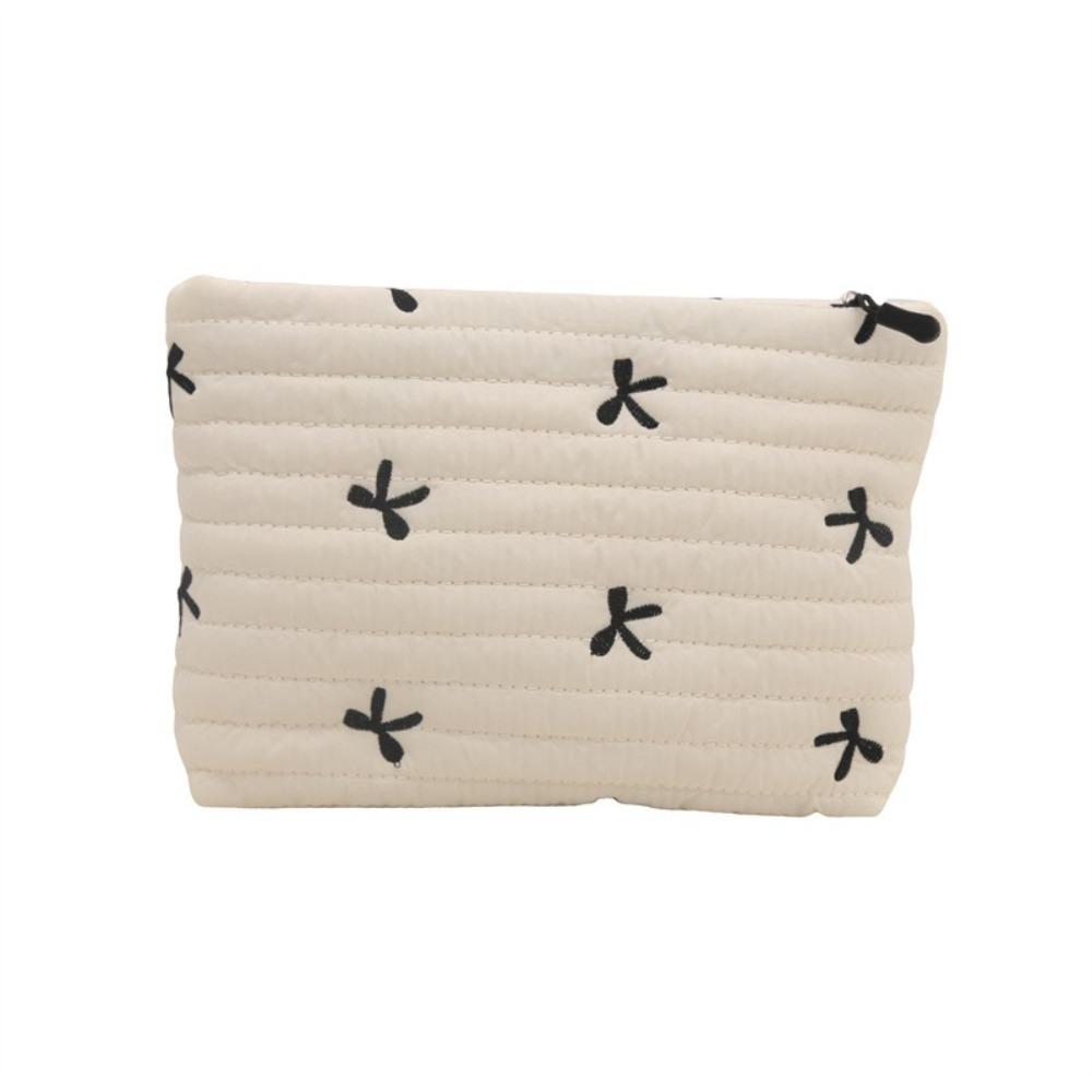 Multi-functional Bow Cosmetic Bag Embroidery Sanitary Napkin Storage Bag Sweet Toiletry Bag  Women