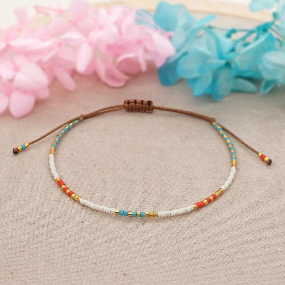 Boho Beaded Bracelets Simple Thin Bracelet Bohemian Style Hand Woven Bracelet For Women Jewelry