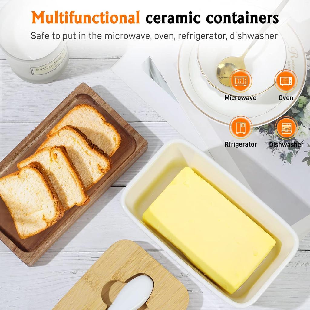 1 sada misky na máslo s víkem a zásobník na kulmu na máslo pro kuchyňskou výzdobu statku
