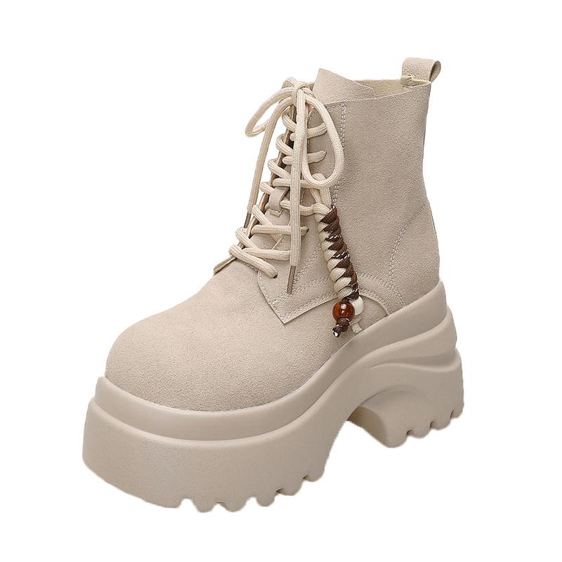 Platformlaarsjes, chunky model, nieuw in de collectie korte schoenen voor dames, winter 2026, populaire aanbieding, herfst, hoogwaardige laarsjes, trendy enkellaarsjes voor dames