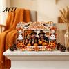 Party Mantel Decorations Halloween Wooden Photo Frame, Cute Ghost Pumpkin Picture Childlike Ornament Rustic Festive Holder for Holiday Table