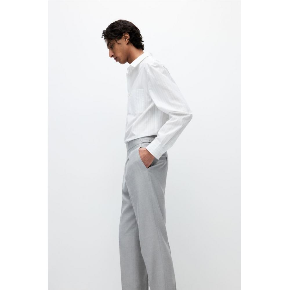 H M Wool Blend Pants Regular Fit Grey