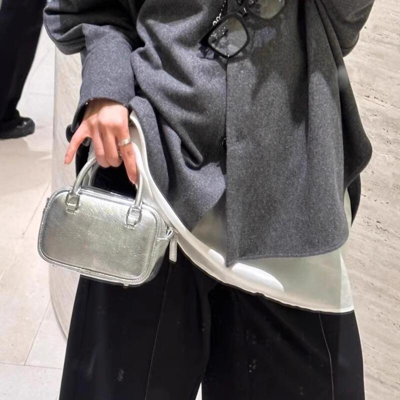 Modische Taschen mit Griff oben, hochwertige Umhängetaschen für Damen, lässige Bowling-Handtaschen aus Leder für Frauen, süße quadratische Mini-Tasche