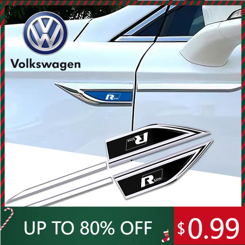 2026 Hot For VOLKSWAGEN VW 2pcs 3D Metal Car Logo Fender Side Wing Emblem Badge Stickers For VW Rline R line Golf 7 MK7 Golf 6 M