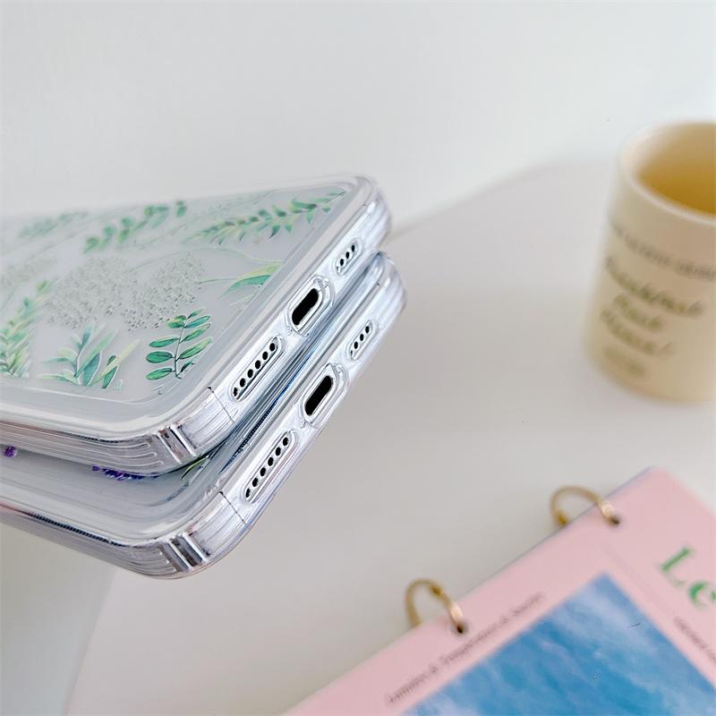 Floral Clear Phone Case For iphone 15 14 13 12 11 Pro Max Plus Silicone Soft TPU Shockproof Back Cover