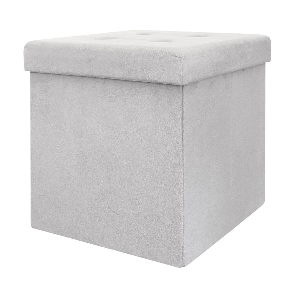 Les Trésors De Lily [R2388] - Light Gray 'Boho' Storage Pouf (suede) - 38x38x38cm