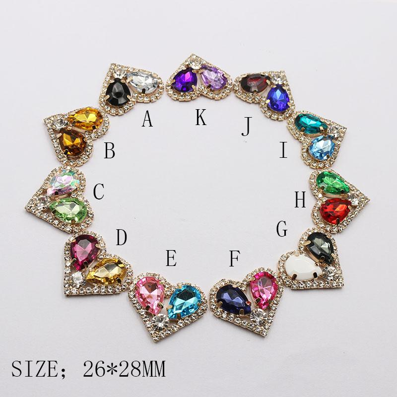 LKERAN 10pcs26 * 28MM Love Rhinestone Acrylic Button DIY Clothing Decoration Wedding Dress Handmade Decoration Accessories