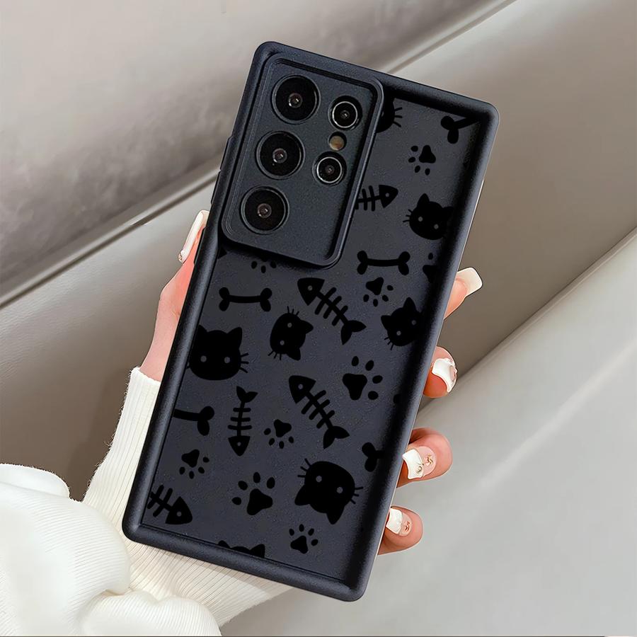 Case for Samsung Galaxy S26 Ultra S21 S25 Edge S20FE S22 S24Ultra S25 S24 Plus S23 FE Phone Cover Cartoon Line Cat