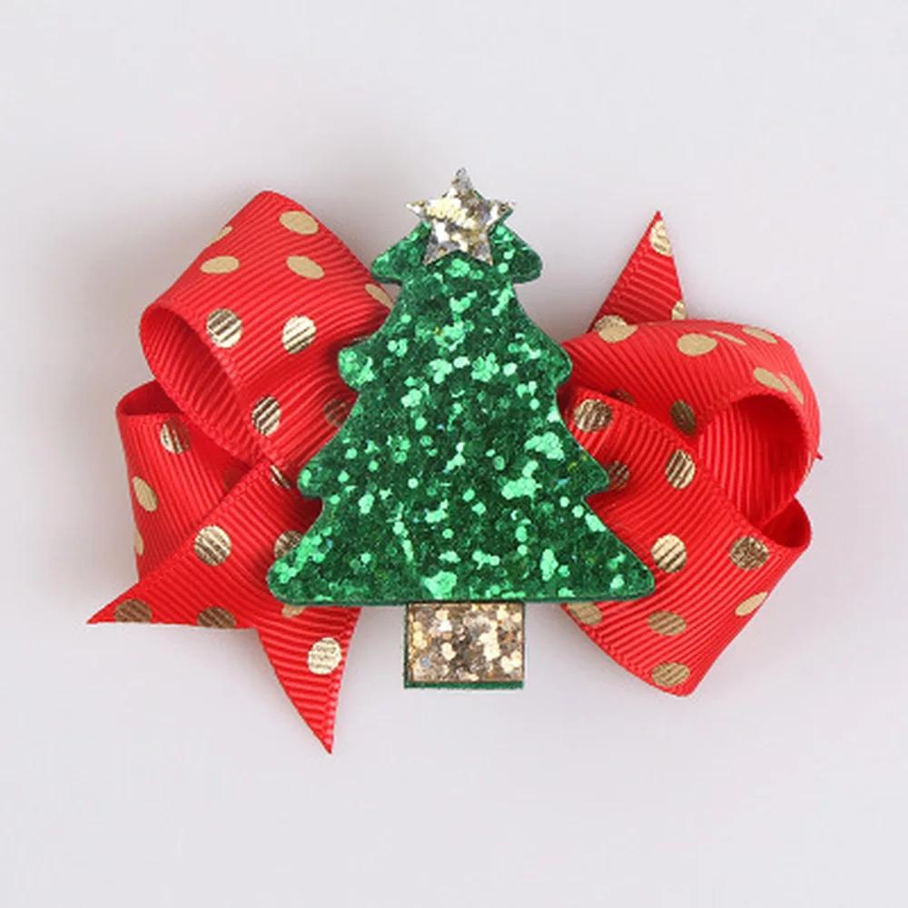 1Pcs Christmas Series Hair Pin Cute Glitter Bowknot Hairpin Elk Snowman Hair Clips Kids Hair Accessories for Girls