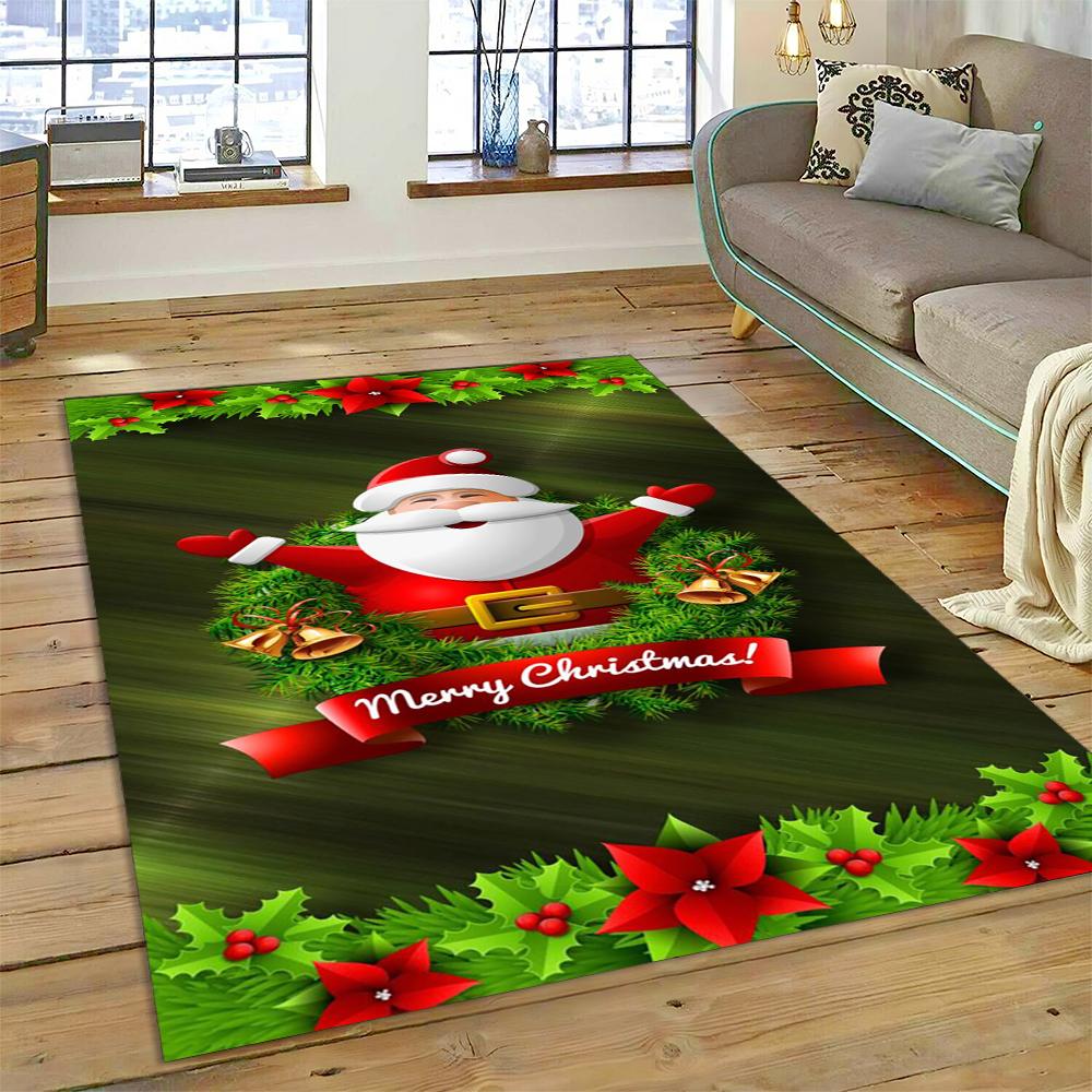 

3D Merry Christmas Tree Santa Claus Cartoon Area Rug Large,Carpet for Home Living Room Sofa Doormat Decor,kid Non-slip Floor Mat 40x60cm(15x23in)