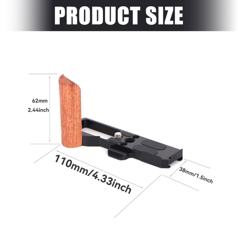 Quick Release L Plate with Wood Handle for GR4 Camera Wood Handgrip Camera Tripod QR Plate Board Replacement