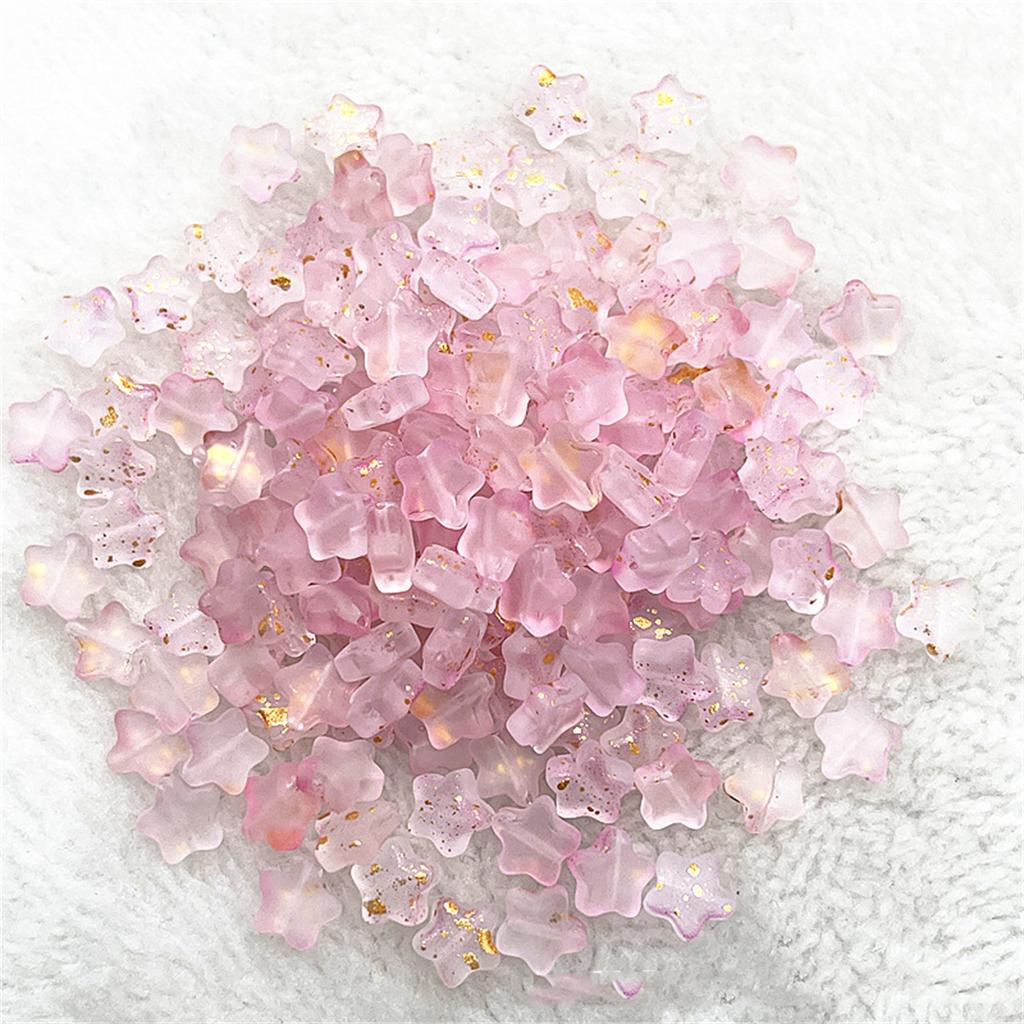 Colorful 30pcs 8mm Mini Polychrome Cute Gradient Five-pointed Star Glass Beads Loose Spacer Beads Jewelry Making DIY Handmade