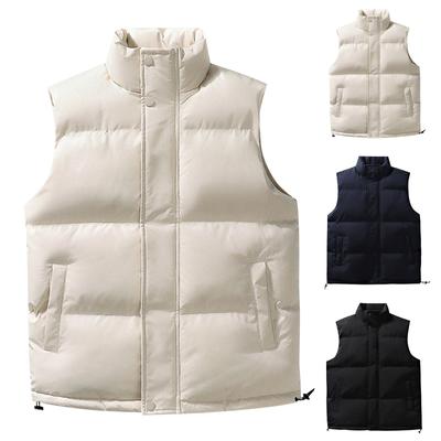 Winter Men's Standing Collar Sports Casual Tank Top Solid Warm Vest