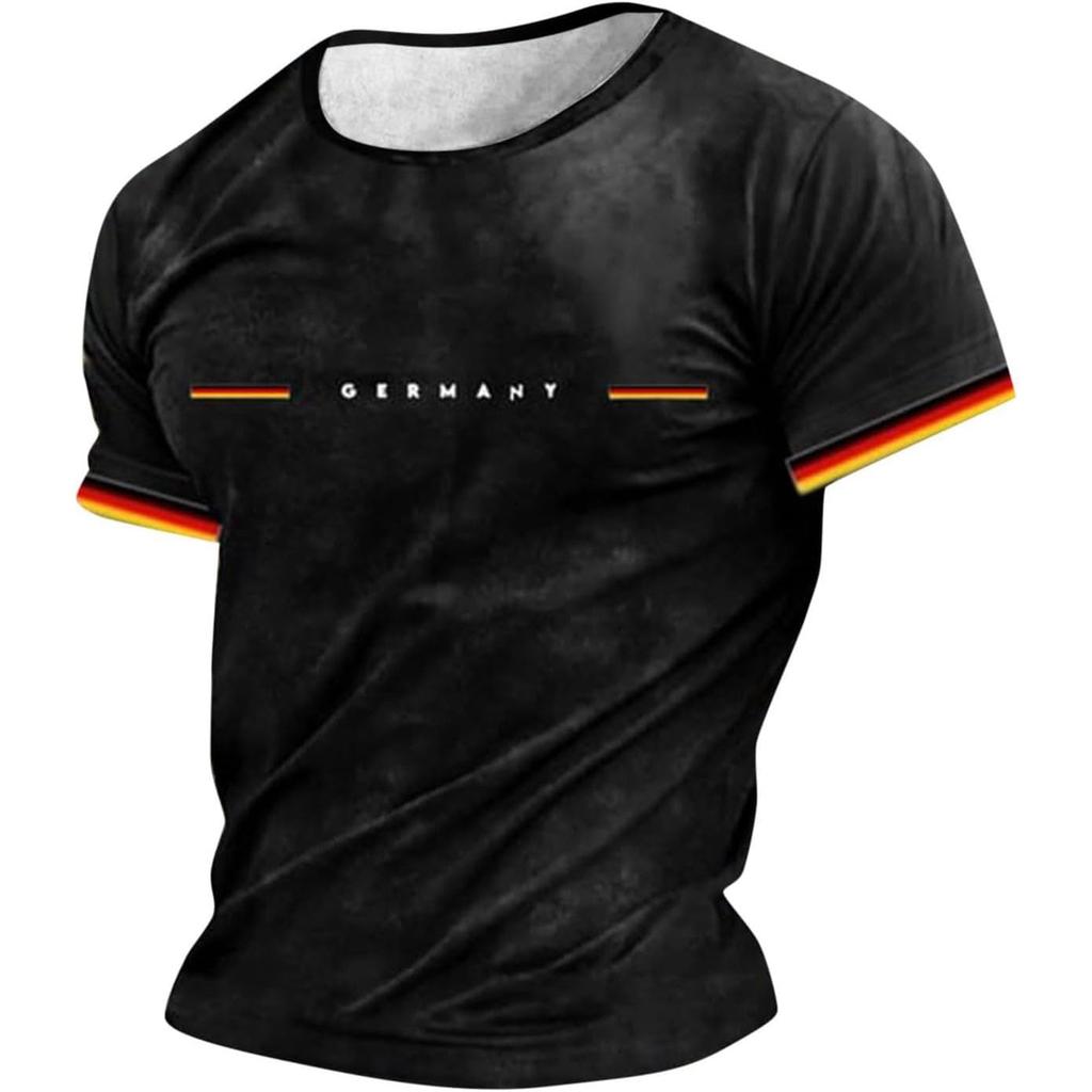 Short Sleeve Crew Neck T Shirt with Germany Print and Four for Men Women Unisex Lightweight Soft Fabric Casual Wear Athletic Style Top