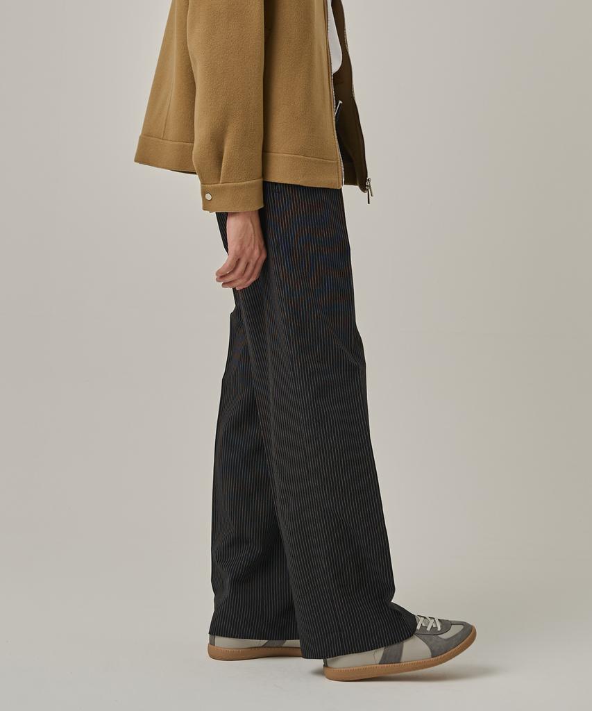 ANALOG MOOD One-Pleat Stripe Slacks (Black)