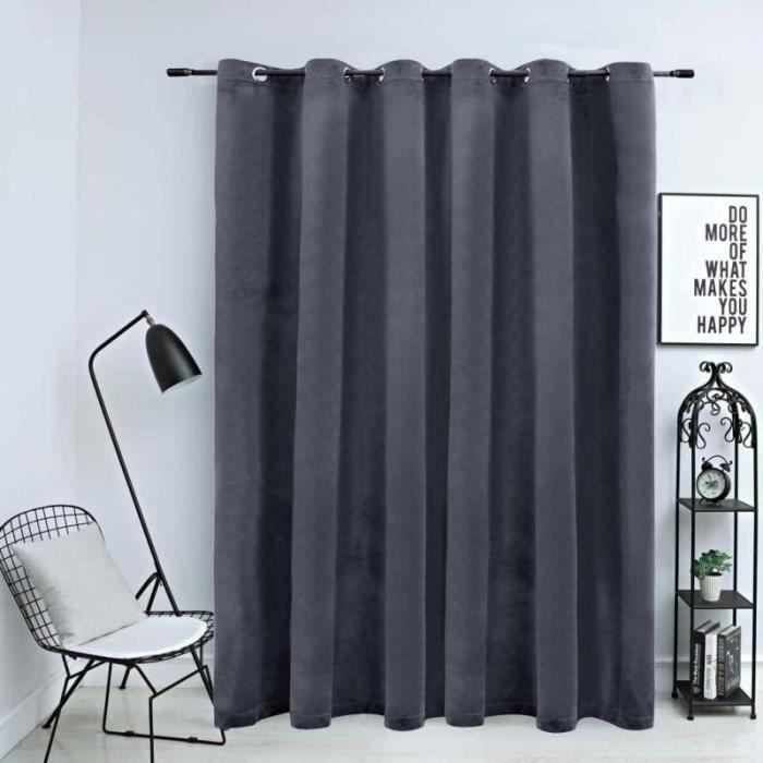 Rideau occultant - vidaXL - Velours Anthracite - 290x245 cm - Œillets métalliques - Lavable