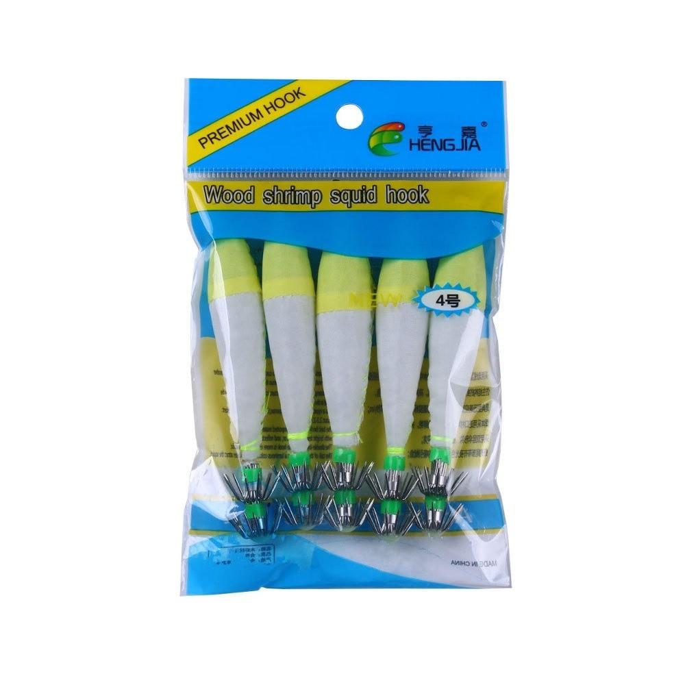 6.3g Wood Shrimp Lure Bright Color Cuttlefish Bait Shrimp Squid Hook Saltwater Fishing Tackle
