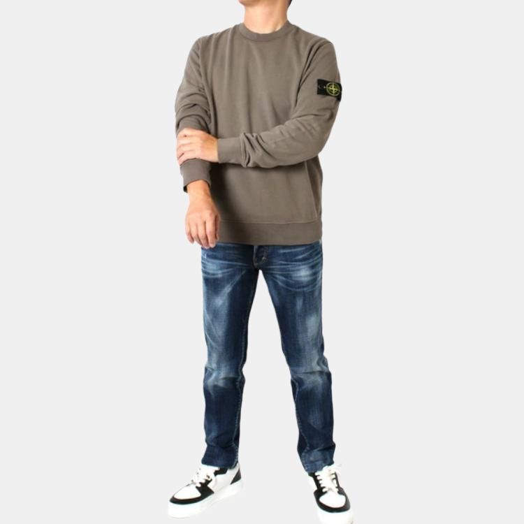 STONE ISLAND Felpa Girocollo Manica Lunga Vestibilità Larga Monocolore Uomo felpa Marrone Chiaro 811563051-V0075
