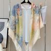 oversized beige flower travel sunscreen sunshade cotton and linen scarf women's silk scarf 111cm large square scarf shawl dual-purpose