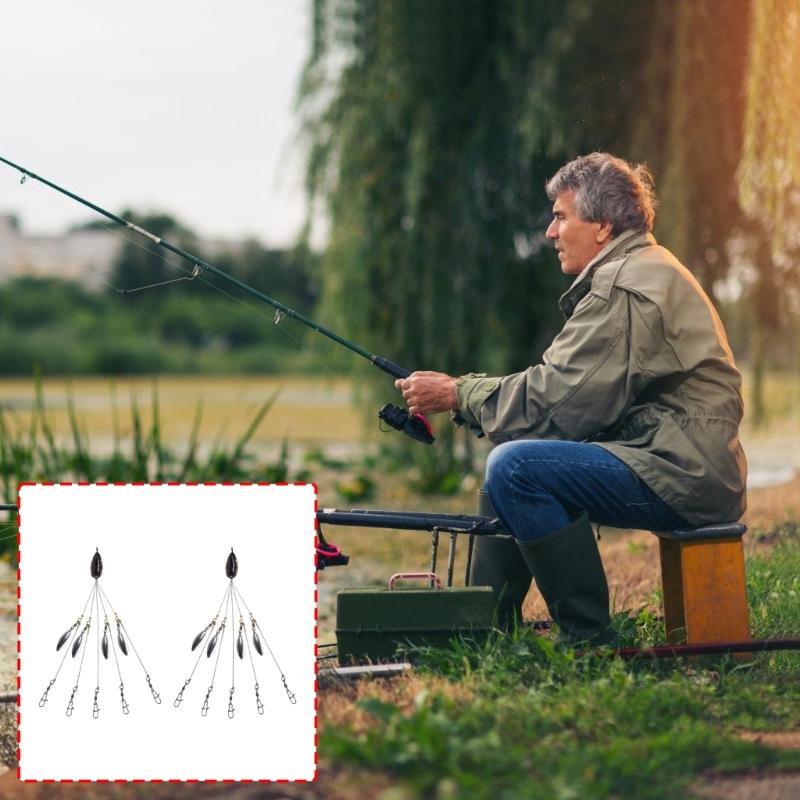 2 Stuks 5 Arm Rig Hoofd Zwemmende Kunstaas Visserij Groep Lures Snap Swivels Spinner Visserij Lures Rig Voor Langdurig Gebruik