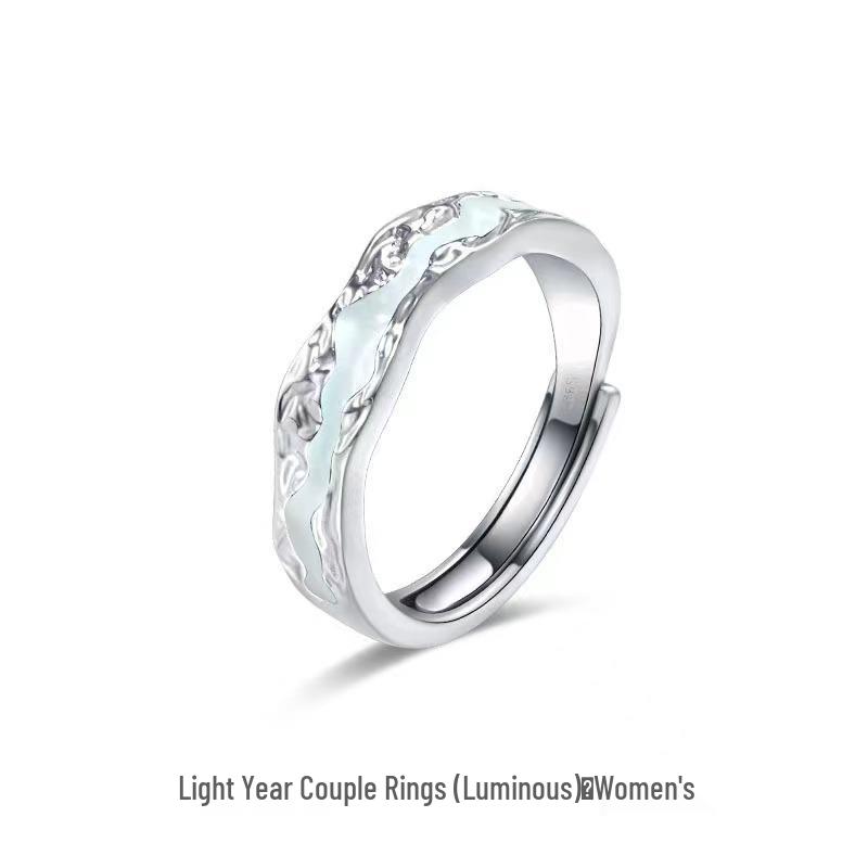 Light Year Luminous Couple Rings for Men and Women, Glow-in-the-Dark Epoxy, Openable Design, Birthday Gift Jewelry