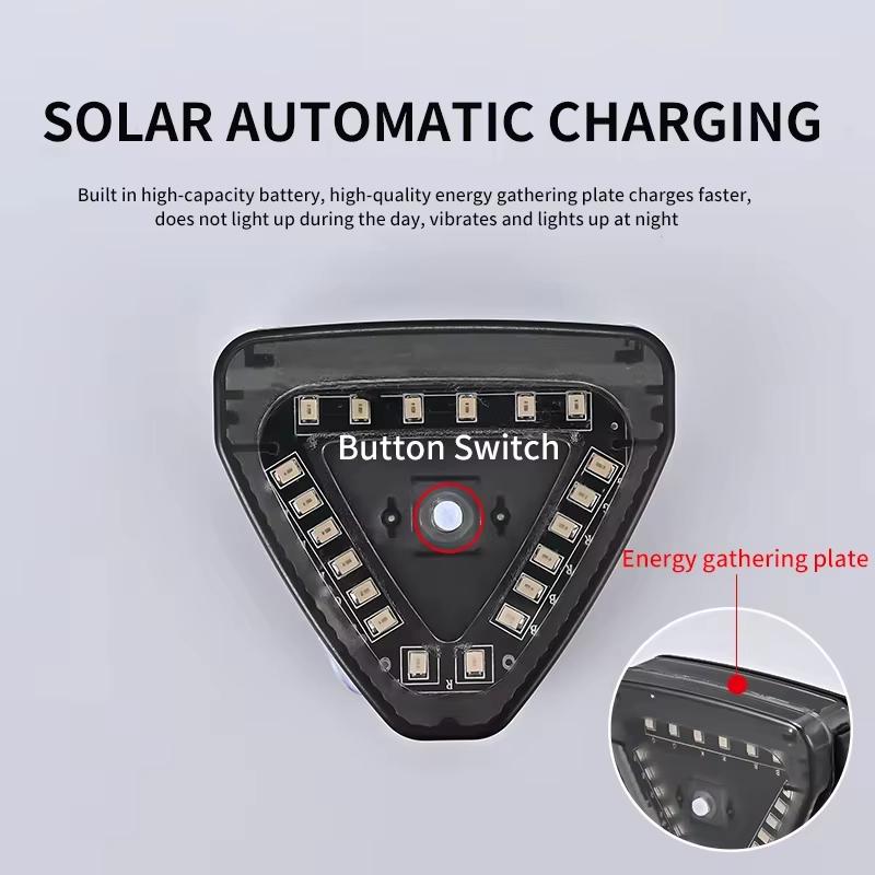 Solar Power Strobe Warning Light Multimode Colorful Motorcycle LED Night Rear Collision Flashing Siganl Lamp Car Warning Light