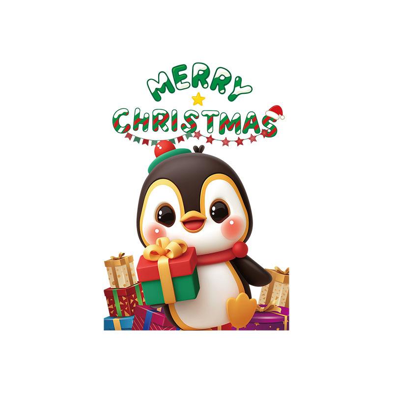 Christmas Penguin Glass Window Shopping Mall Atmosphere Decoration Electrostatic Stickers