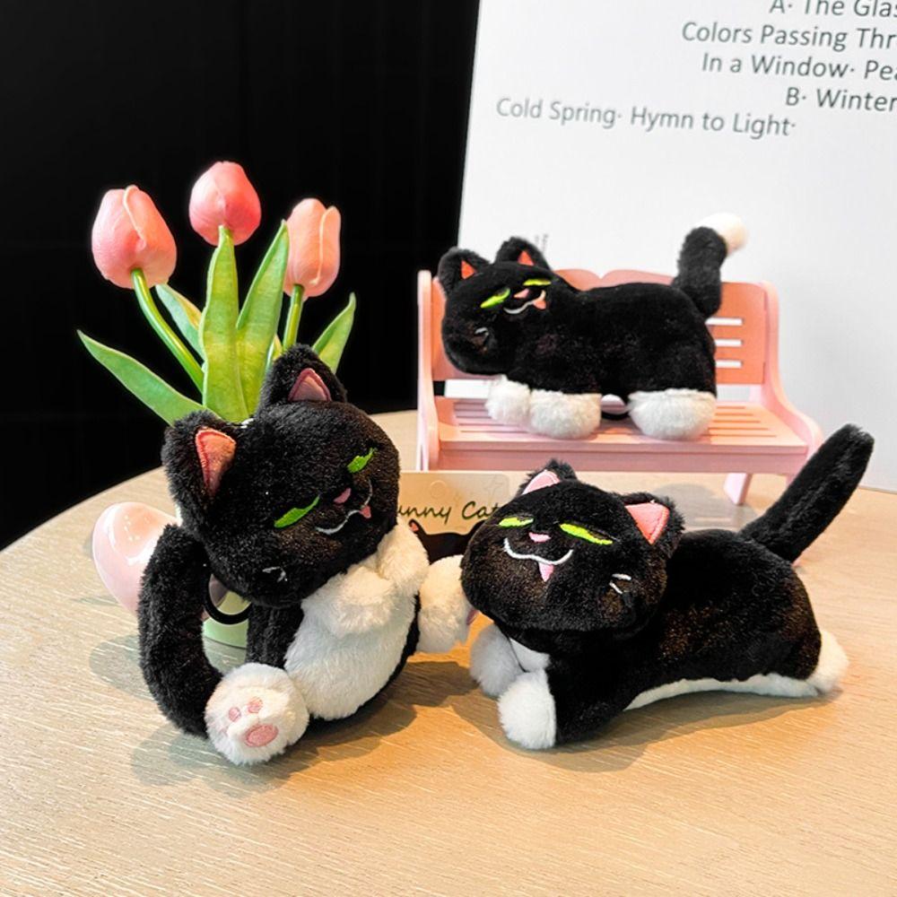 Soft Naughty Cat Pendant Durable Car Key Ring Coin Purse Stuffed Doll Keychain  Gift