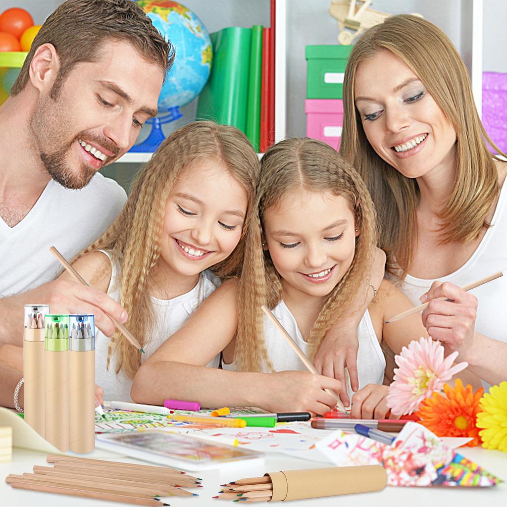 40 Pack Mini Drawing Colored Pencils With Sharpener 12 Color Mini Drawing Pencils Set 3.3Inch Short Fat Color Pencils In Tube Co