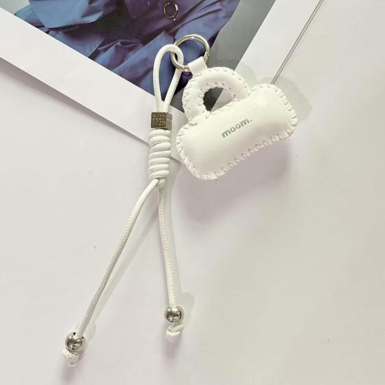 Leather Bag Pendant PU Leather Mini Bag Charm with Hand-Woven Rope