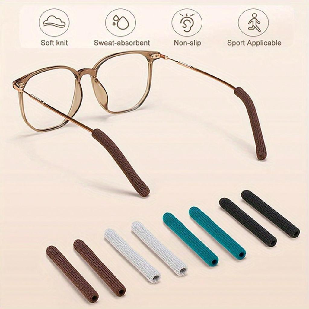 Upgraded Soft Glasses Ear Pads, Non-Slip Knitted Glasses Clips, Comfortable Glasses Sleeves, Glasses Ear Pads And Non-Slip Rear Glasses Clips