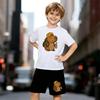 Boys 2 Piece Capybara Cute Print Outfit, Short Sleeve T-Shirt and Shorts Set for Kids Age 5-14, Black and White Sporty Casual Summer Clothes