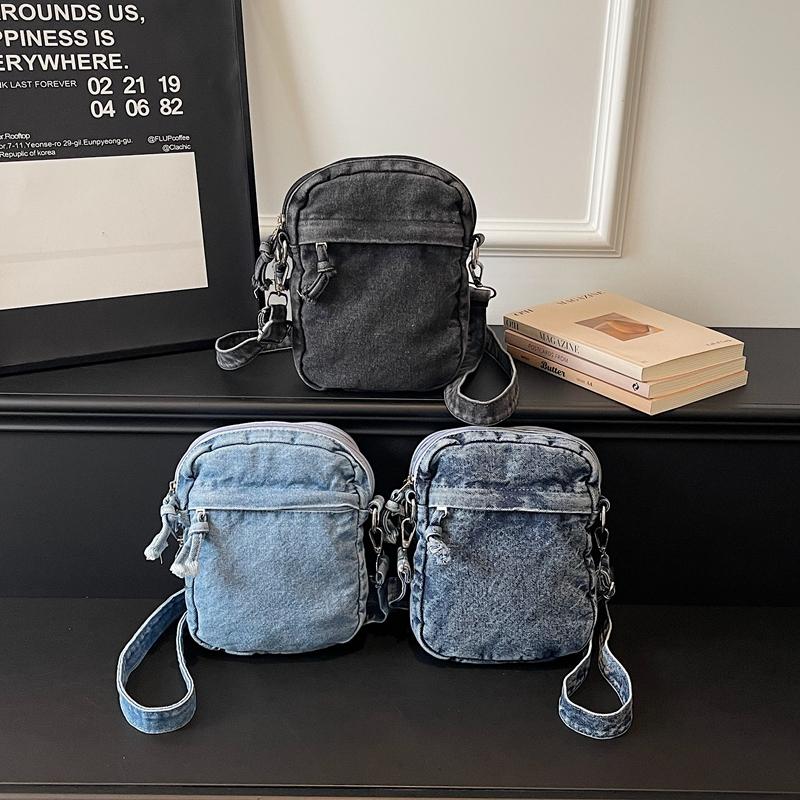 Taška přes rameno Džínová crossbody taška Dámská lehká taška na mobilní telefon