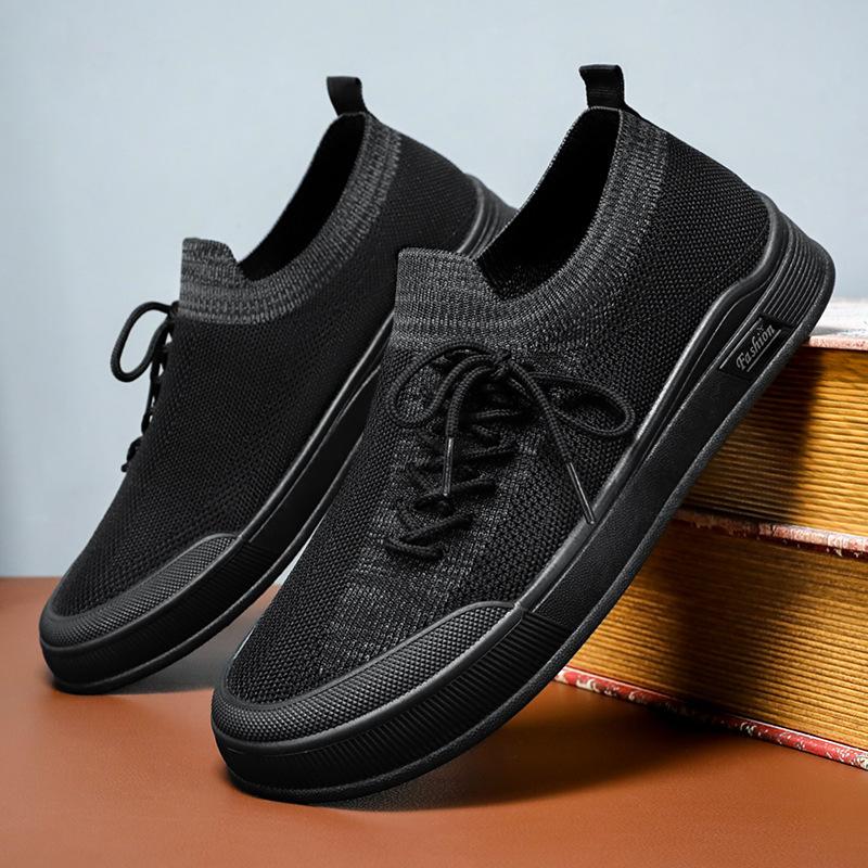 Men's shoes new casual shoes flying woven breathable single shoes shallow mouth soft sole shoes men's lightweight board shoes comfortable shoes men's