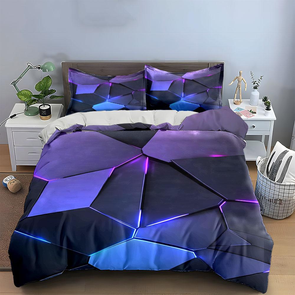 Geometric Led Wall Panels Decor Multiple Sizes Kid'S And Adults' Bedroom Exquisite 3Pc Bedding Set, Gift