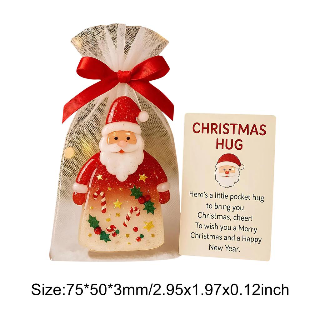 3pcs Christmas Little Pocket Hug with Encouragement Card Pocket Hug Statue Pocket Hug Token for Friends Family Kids Neighbors
