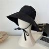 Cappello da Pescatore Donna con Lacci Fiocco Protezione Solare Ampia Tesa Estivo Anti-UV Cinturino Cappelli a Secchiello Ragazza Coreana Viaggio Spiaggia Cappelli a Secchiello