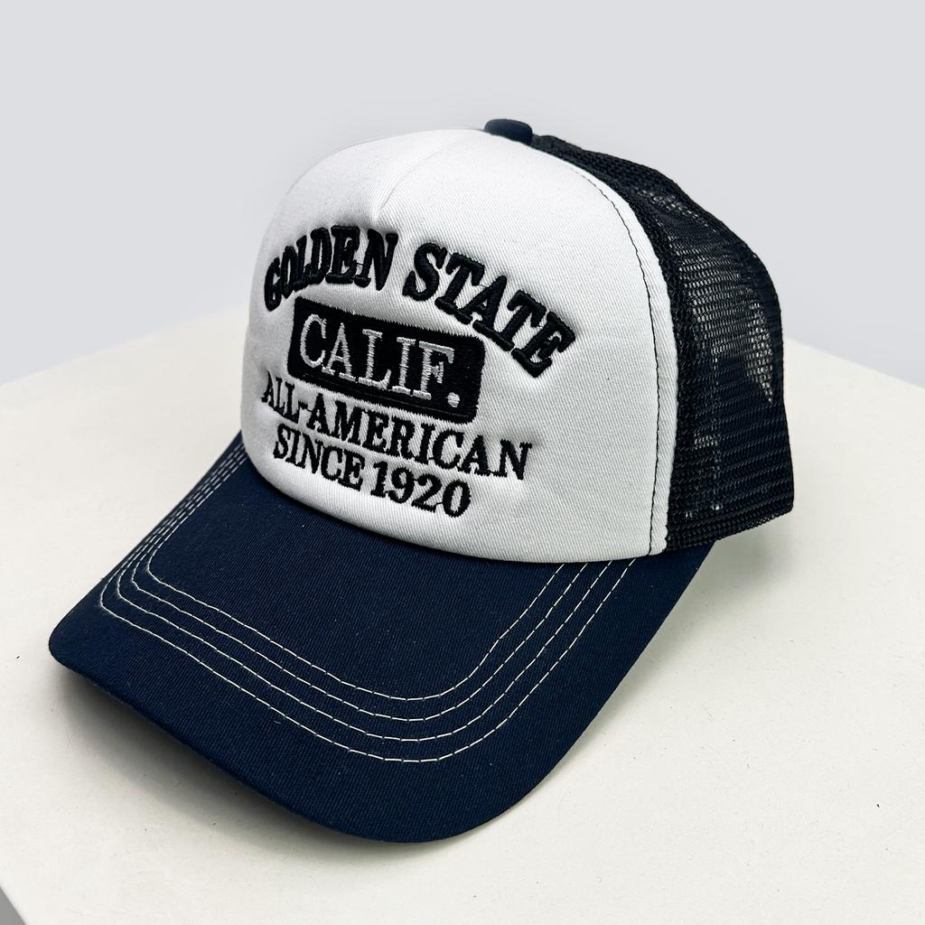 American Hip-hop Letter Embroidery Baseball Hats Sunshade New Unisex Color Block Breathable Trucker Caps Versatile Street Mesh