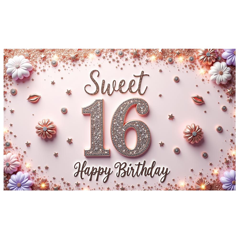 Shimmering Texture Birthday Party Banner Birthday Decoration Sweet 16 Banner for Special Occasion Festive Decoration