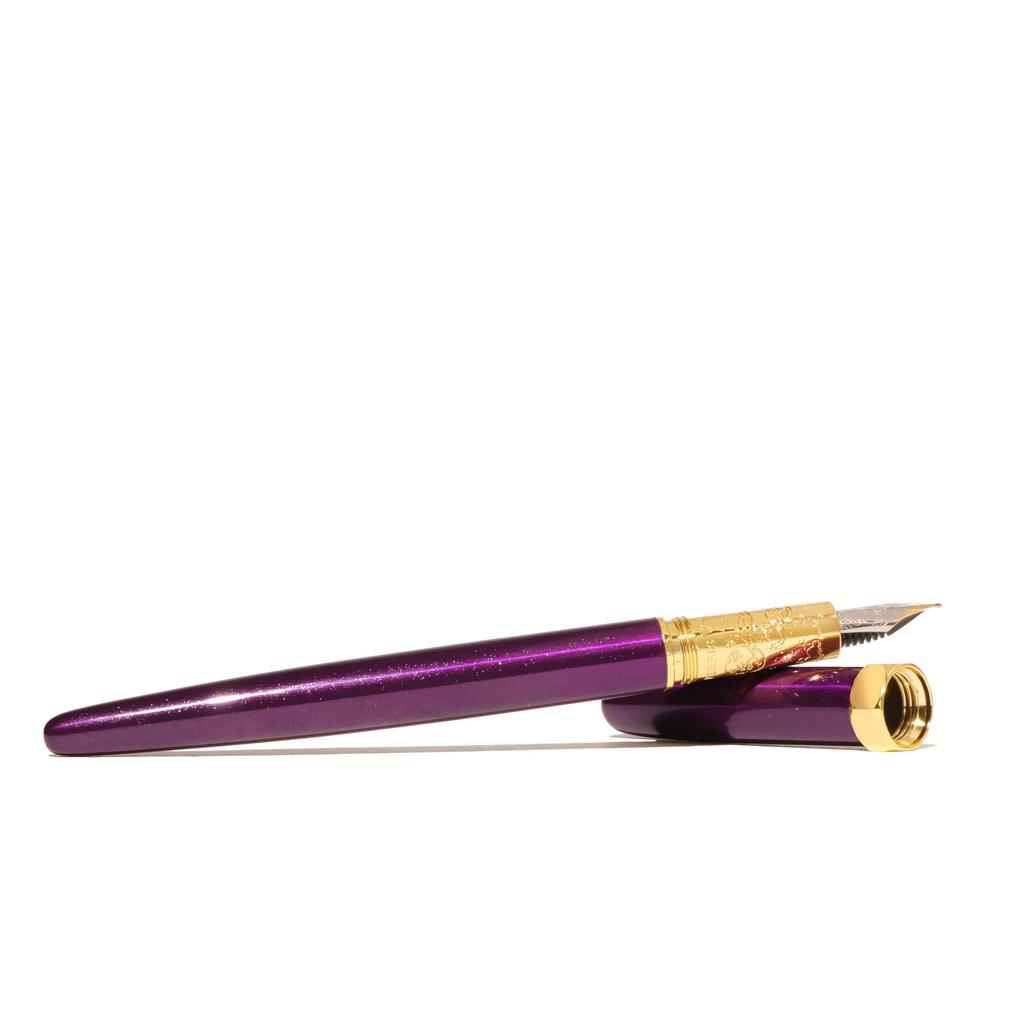 Ferris Wheel Bijou Fountain Whispers of Double Gold Sapphire Lacquer Steel Medium Nib Press, Pen, Twilight, Plated, Finish, Two-Tone Nib,